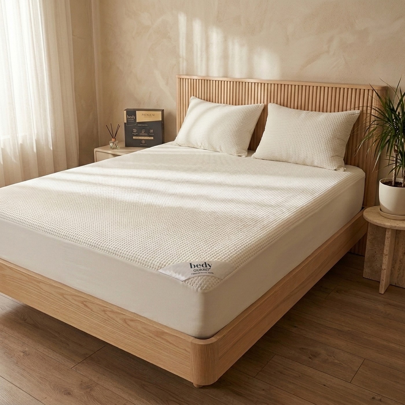 Premium Bamboo Sessiz Sıvı Geçirmez Jakarlı Yatak Alezi